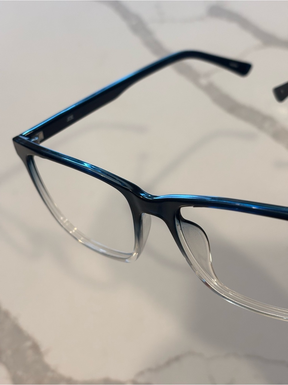 Joseph Abboud Men’s Square Eyeglass Frames in Black and Clear Gradient Fade - Picture 7 of 9
